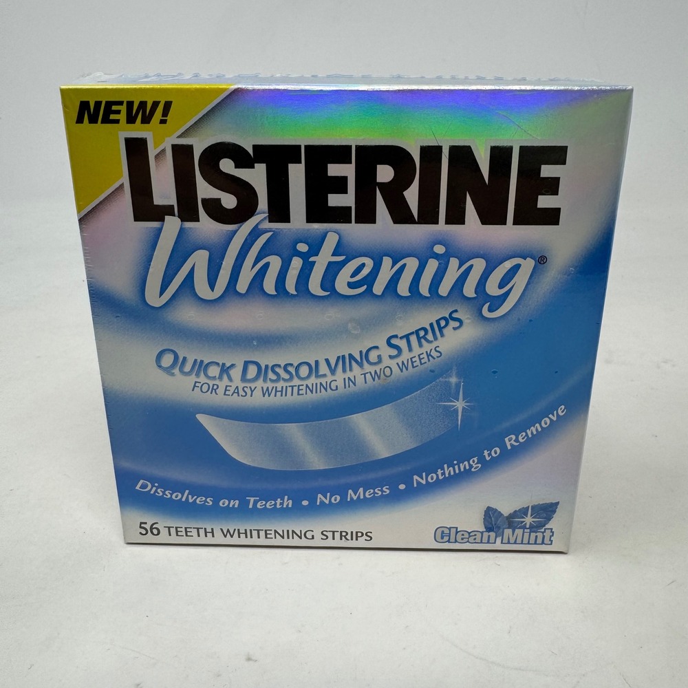 Listerine Whitening Quick Dissolving Strips Clean Mint 56 Count New Sealed 2008